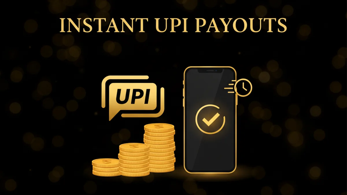 GoExch9 instant UPI payouts with rupee coins and successful payment screen